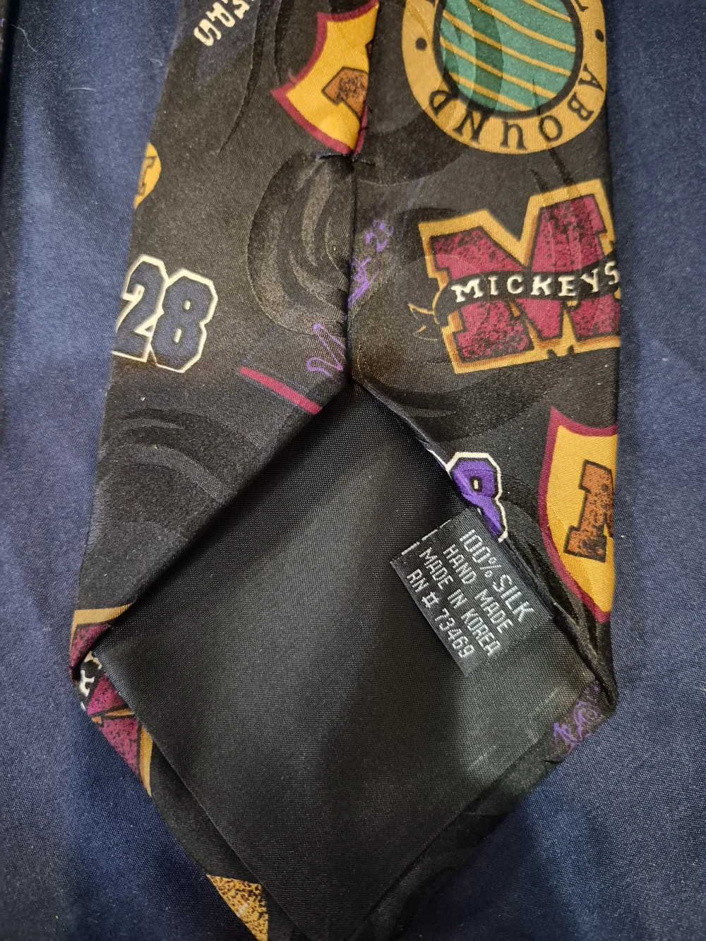 Mickey Themed Men's Black Novelty Tie - Disney Football Print